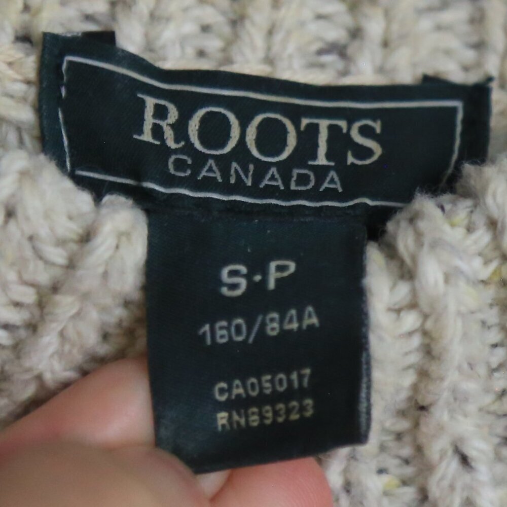 Roots Acrylic Wool Knit Speckled Oat Mix Crewneck Pullover Sweater Size Small - Picture 3 of 9